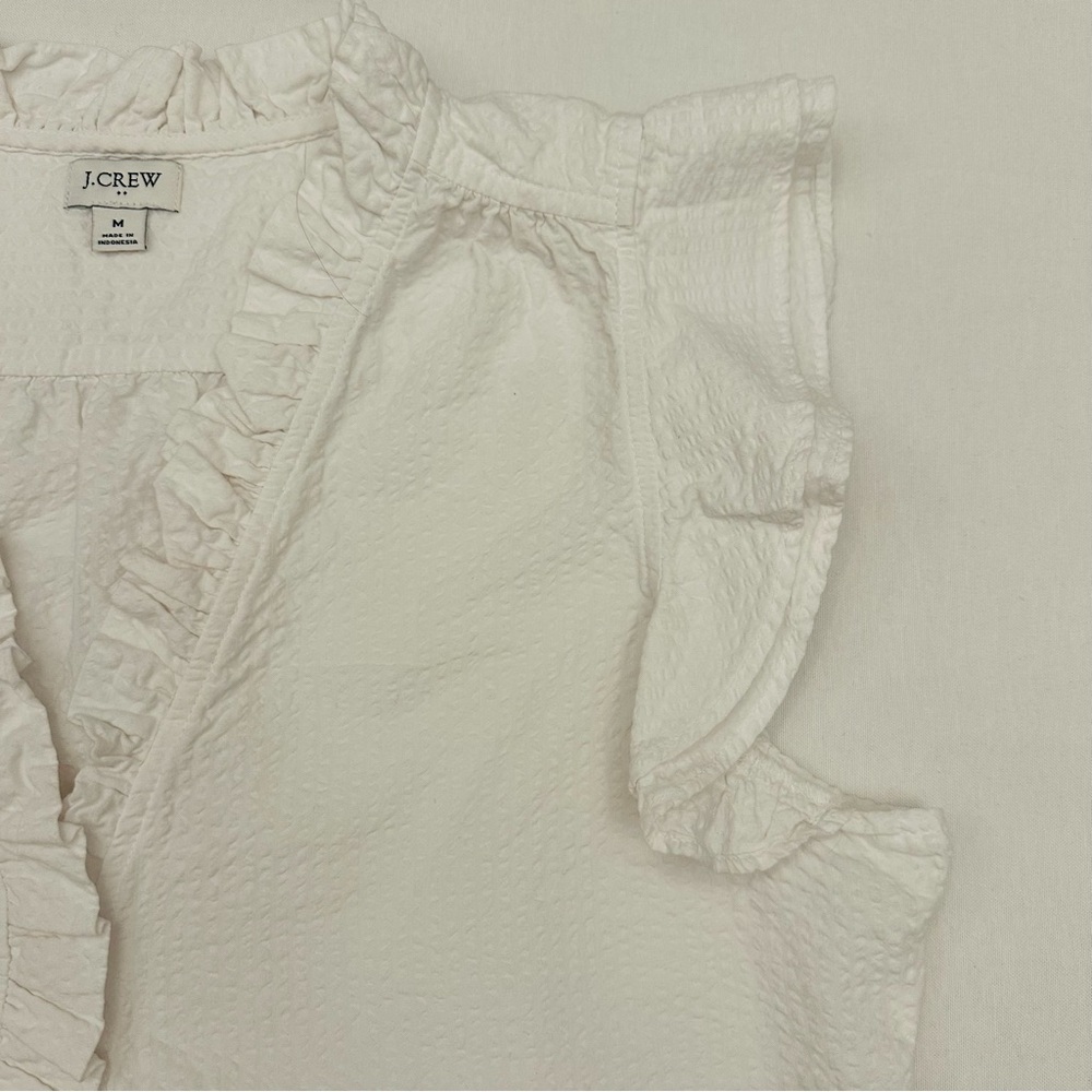 J. Crew Cream Ruffled Blouse - Picture 3 of 3